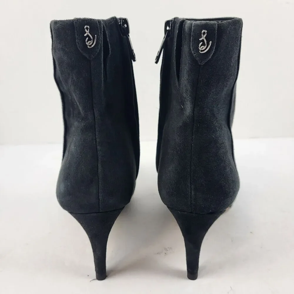 Sam Edelman Ulissa Luster Black Suede Rhinestone Mid Boots Size 6.5M